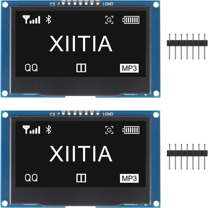 XIITIA 2pcs 2.42 inch 128x64 OLED LCD Display Module SSD1309 7 Pin SPI/IIC I2C Serial Interface for Arduino UNO R3 (White Light) - Image 1